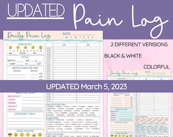 Daily Pain Tracker Log: Chronic Pain Journal (Digital Download)