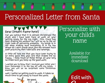 Personalized Letter from Santa Claus North Pole in Canva PDF Fillable