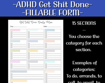 ADHD Daily Planner: Fillable To-Do List Template (Digital Download)