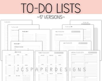 Paquete de listas de tareas: insertos para planificadores semanales y anuales (descarga digital)