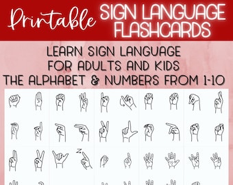 ASL Flashcards Educational Sign Language Learn to Sign Cards Signals