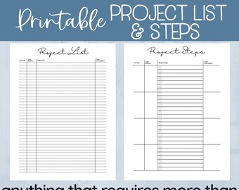 Project Planner | Project List & Project Steps Planner | Planner Insert for disc bound planners and Happy Planners