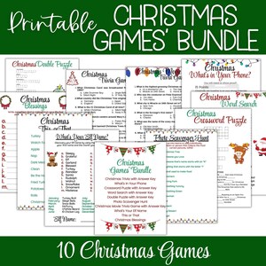 Christmas Printable Games for Kids and Adults, Holiday games for families, School Party Games, Scavenger Hunt. Christmas Movie Trivia