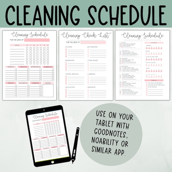 Cleaning Chart Printable: Daily, Weekly, Monthly Schedule (PDF)