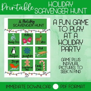 Holiday Scavenger Hunt Game | Games for Holiday Party | Christmas Game | Christmas Party Game