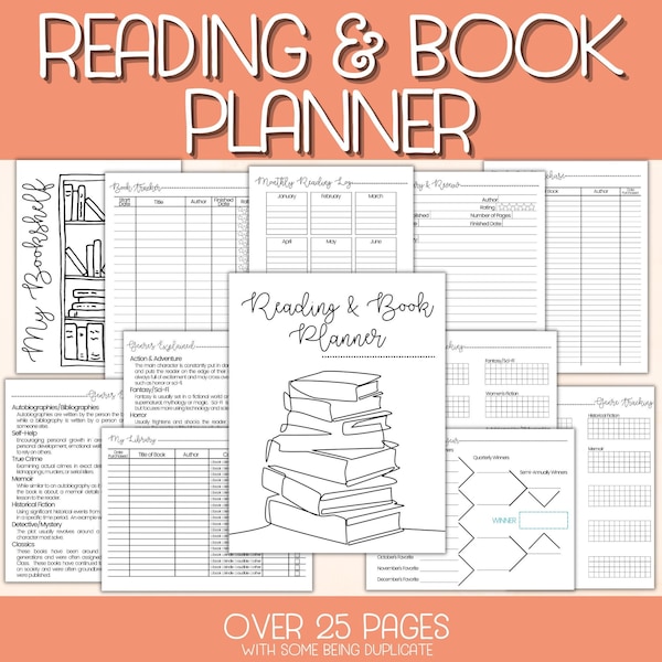Reading and Book Planner Journal: Library Tracker (Digital Download)