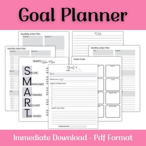 Yearly Goal Planner, Goal Organizer, Goal Planning, Productivity Planner, Quarterly Goal Planner