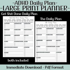 ADHD Daily Planner: Large Print To-Do List (Digital Download)