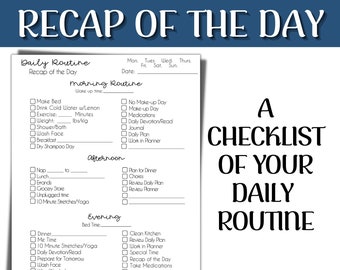 Daily Routine Checklist: Recap of The Day (PDF Pattern)