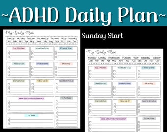 ADHD Daily Planner: Rainbow To-Do List (Digital Download)