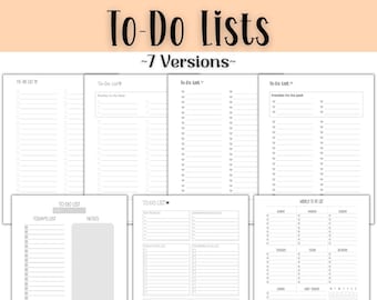 Printable To Do List Bundle Planner Inserts for Organizational and Productivity Planner