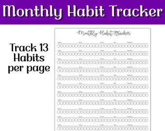 Monthly Habit Tracker Printable: Goal Planner (Digital Download)