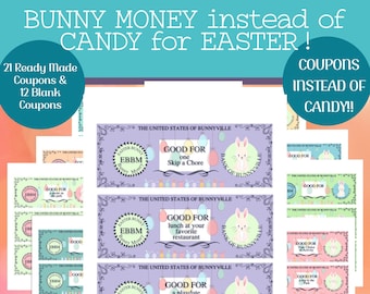 Easter Bunny Money Coupons for Kids (Instant Download)