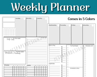 Weekly Planner: Budget, Task & Chore Tracker (Digital Download)