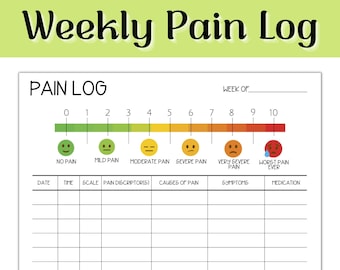 Minimalist Pain Log, Daily Weekly Monthly Pain Tracker, Fibromyalgia, Multiple Sclerosis MS