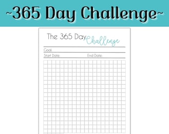 365 Day Challenge Tracker: Printable Goal Planner (PDF)
