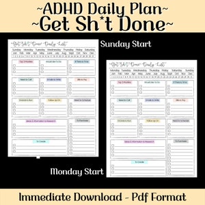 ADHD DAILY PLANNER, To Do List, Productivity Day Planner, Work Day Planner, Task List, Organization List