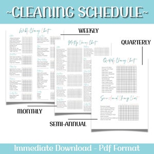Cleaning Planner Printable, Weekly Cleaning Checklist, Monthly Cleaning Schedule, Weekly House Chores, ADHD Cleaning Home, Household Planner