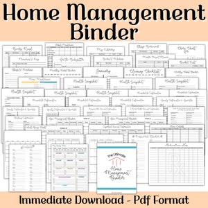 Household Planner Home Management Organizer, Organization Printable, Happy Planner Insert