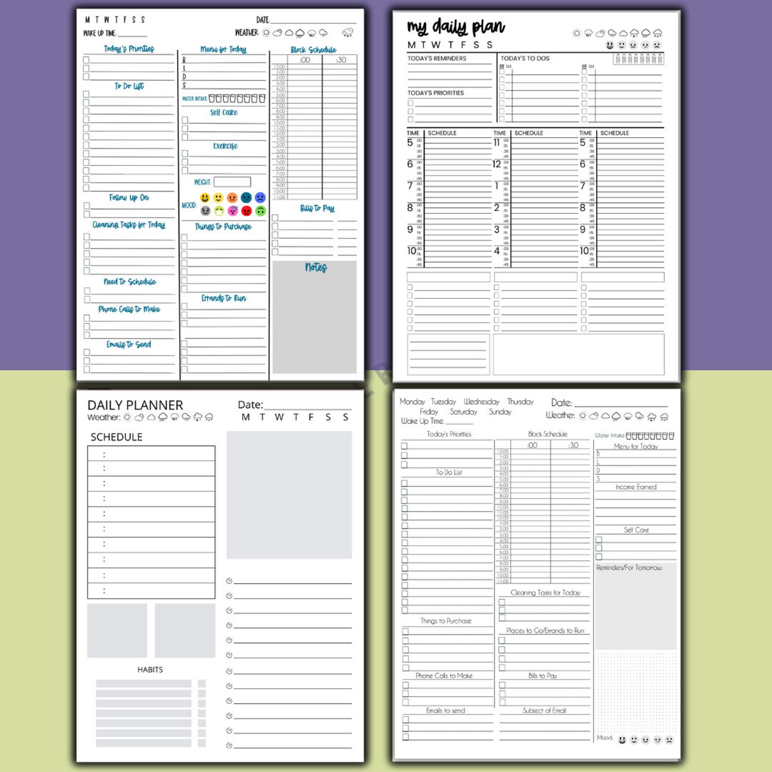 Printable Daily Planner and to Do List Inserts for Organization and ...