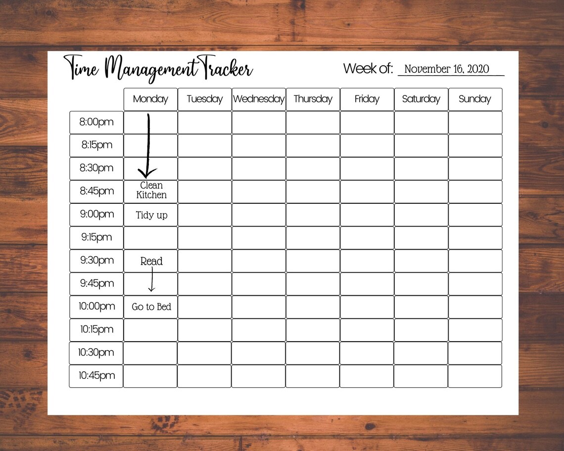 Fillable or Writeable Weekly Time Management Tracker Hourly | Etsy
