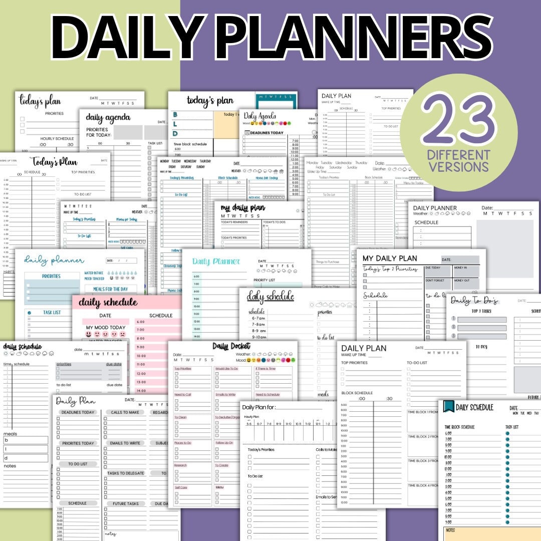 Printable Daily Planner and to Do List Inserts for Organization and ...