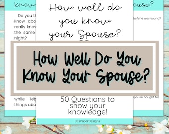 How Well Do You Know Your Spouse Game: 50 Questions (Printable)