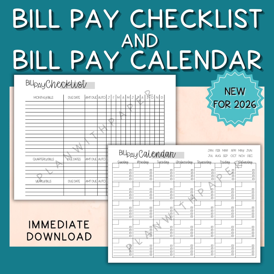 Debt Checklist.pdf Bill Pay Checklist Calendar Printable | Monthly Organizer | Debt ...