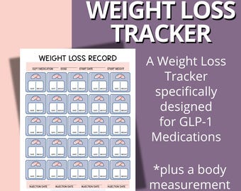 GLP-1 Weight Loss Tracker | Body Measurements Progress Printable Log