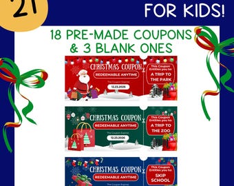 Cupones de Navidad para niños / Regalos navideños para niños / Descarga PDF