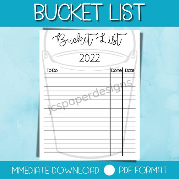 Bucket List Printable to Do List Life List Activities List Etsy
