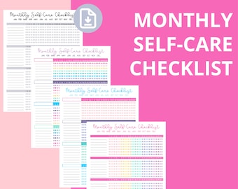 Monthly Self-Care Checklist Bundle: Wellness Journal Printable (PDF)