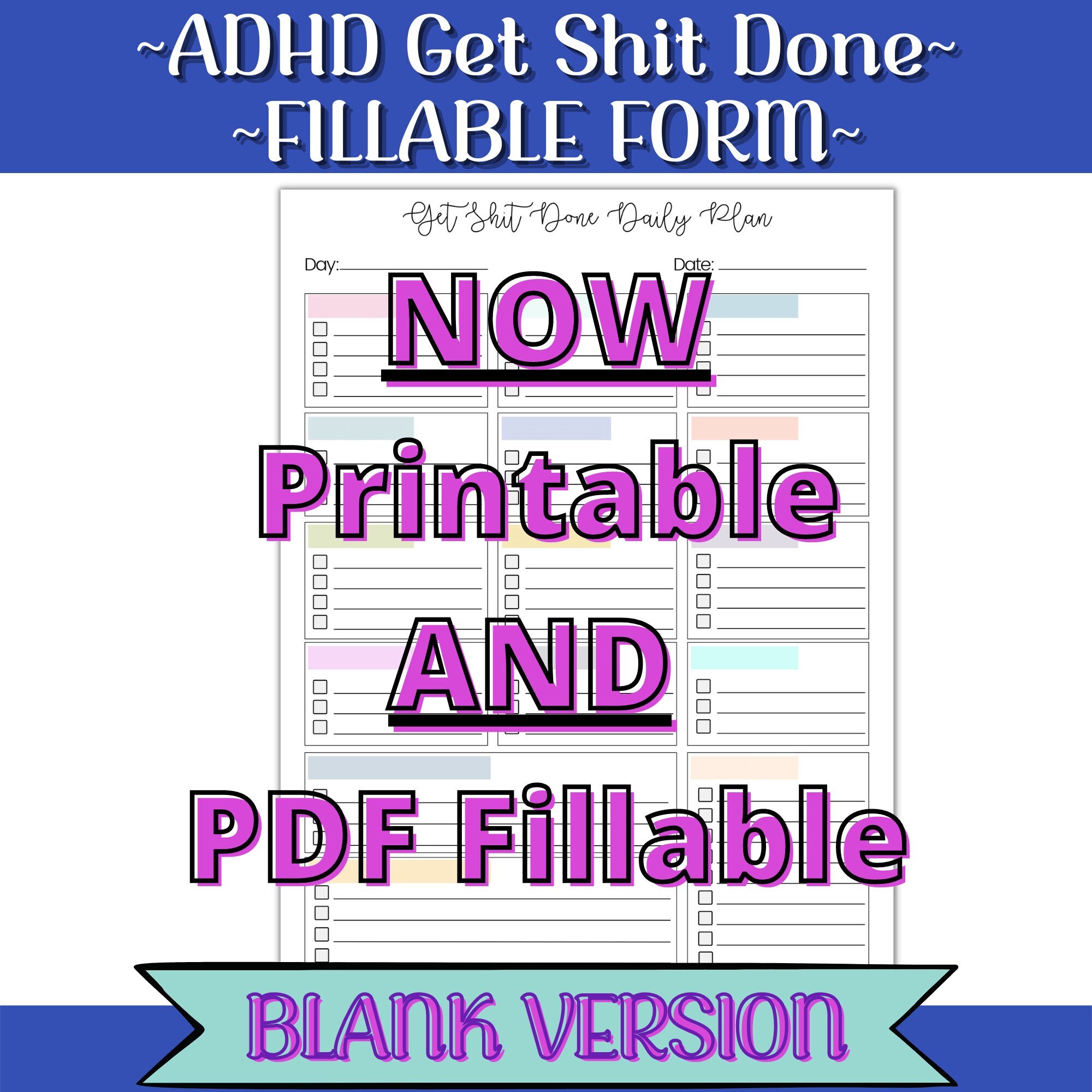 ADHD Daily Planner: Fillable To-do List Template (digital Download) - Etsy