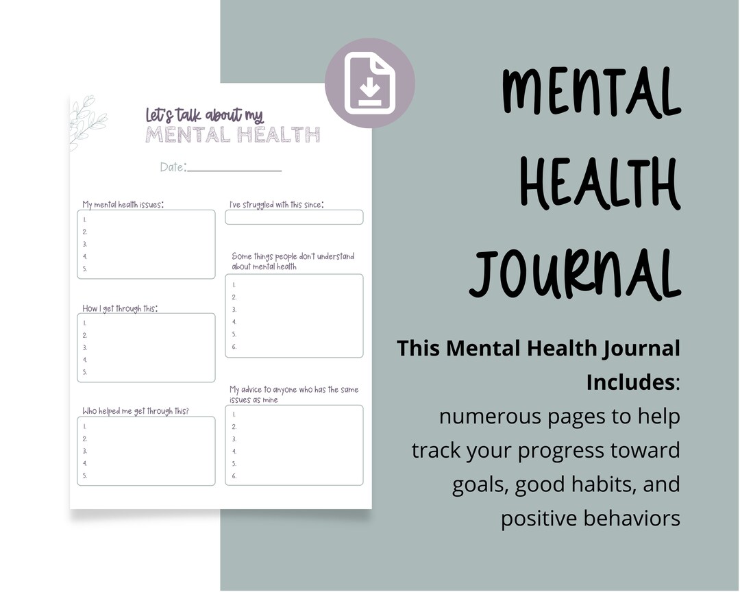 Mental Health Journal Tracker With Habit Trackers Mood - Etsy