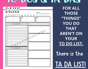 Daily To Do and Ta Da List | Printable Checklist