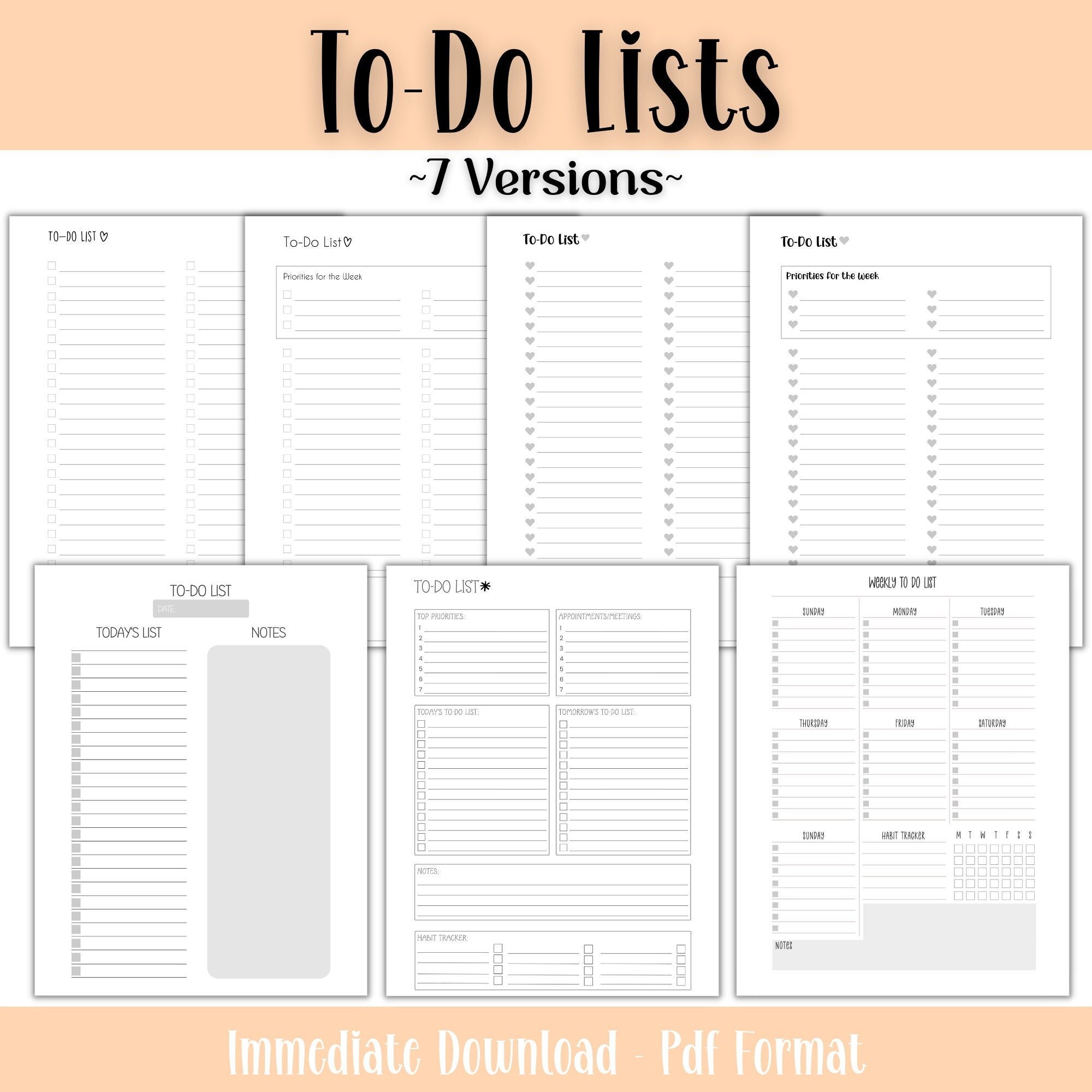 Printable to Do List Bundle Planner Inserts for Organizational and ...