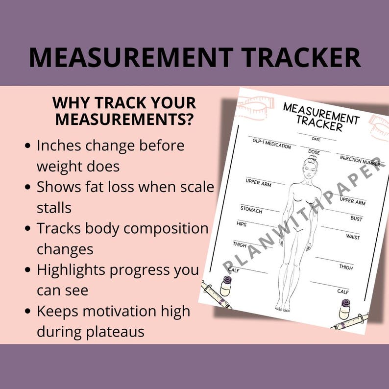 GLP-1 Weight Loss Tracker | Body Measurements Progress Printable Log - Etsy