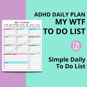 ADHD Daily Planner: My WTF To Do List (Digital Download)