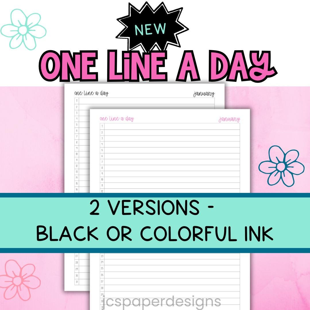 One Line a Day Printable Planner Insert: Minimalist Daily Journal (PDF ...