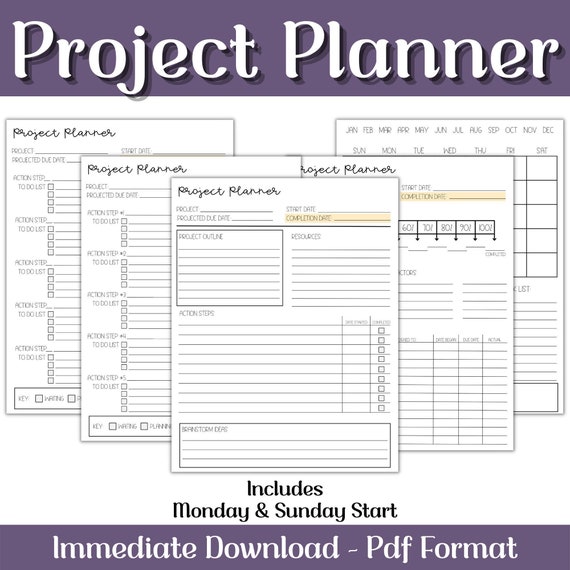 Project Planner Printable: Work, Business, Home Renovations (PDF Download)