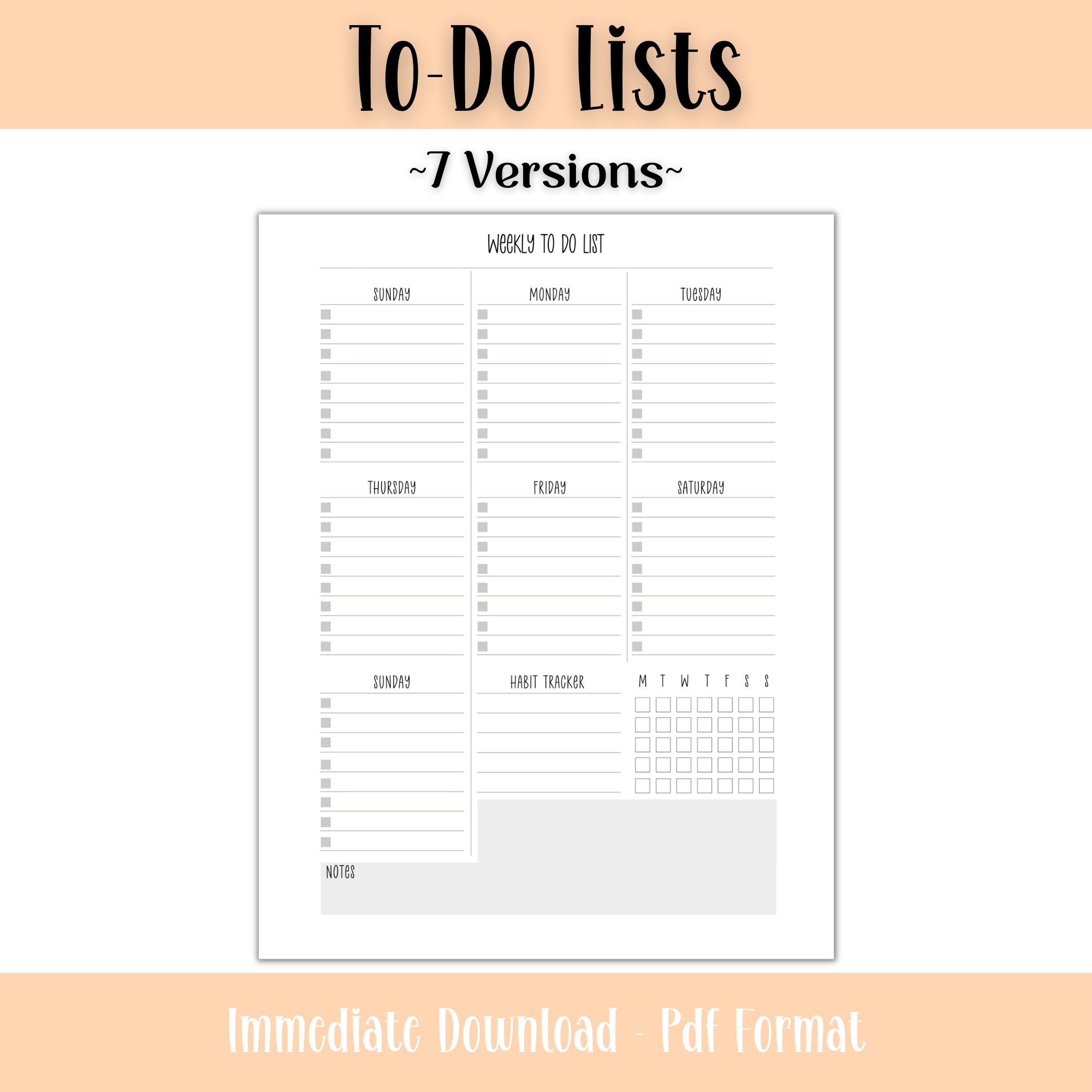 Printable to Do List Bundle Planner Inserts for Organizational and ...