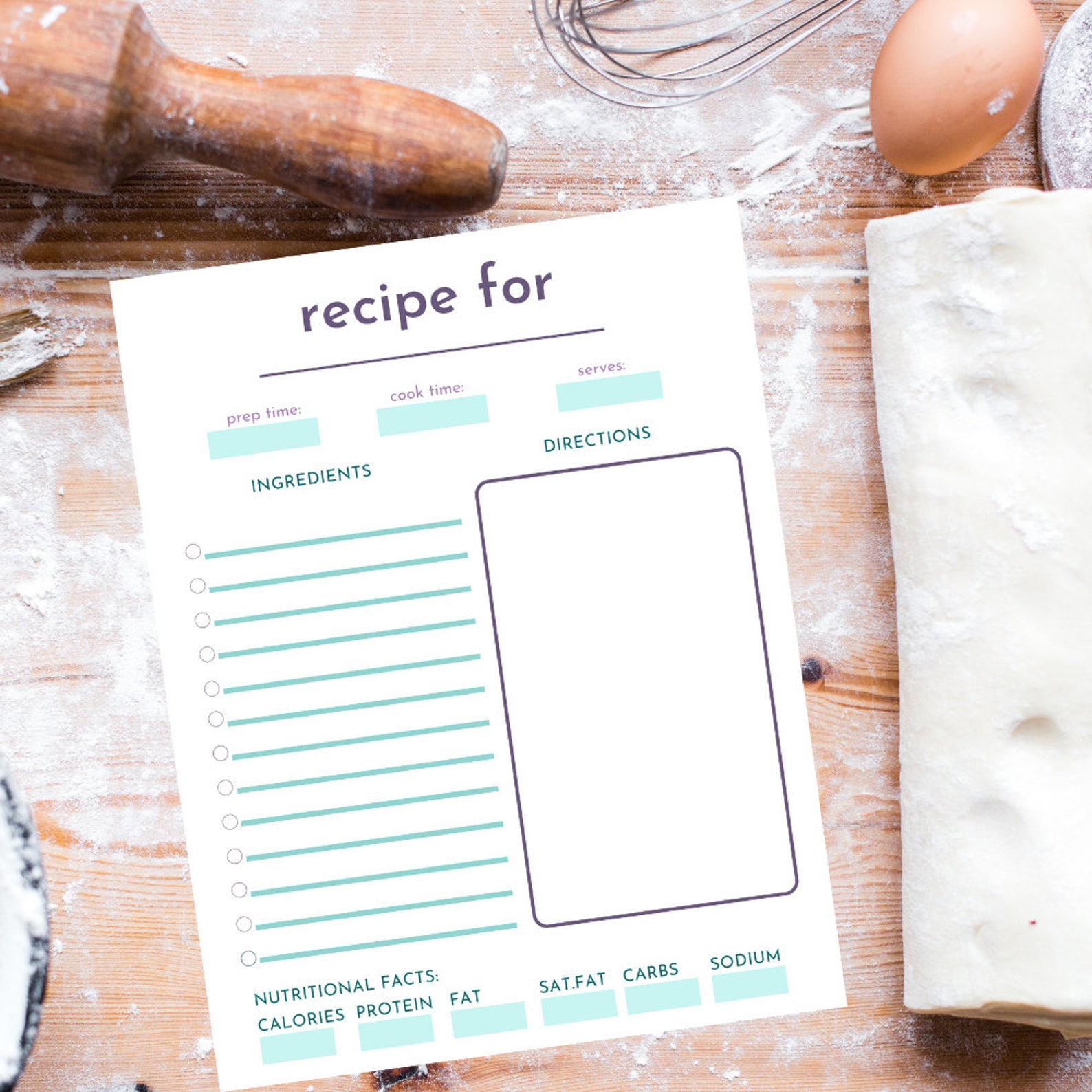 PRINTABLE & FILLABLE RECIPE Page Instant Recipe Page Etsy