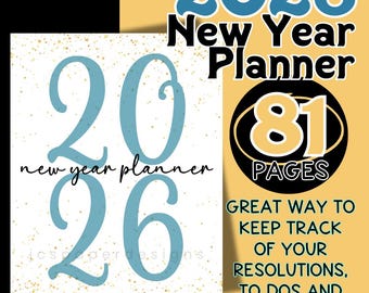 2026 New Year Planner Printable | Goals & Resolutions Planner | Wheel of Life | Weekly and Daily Planner | To-Do Lists