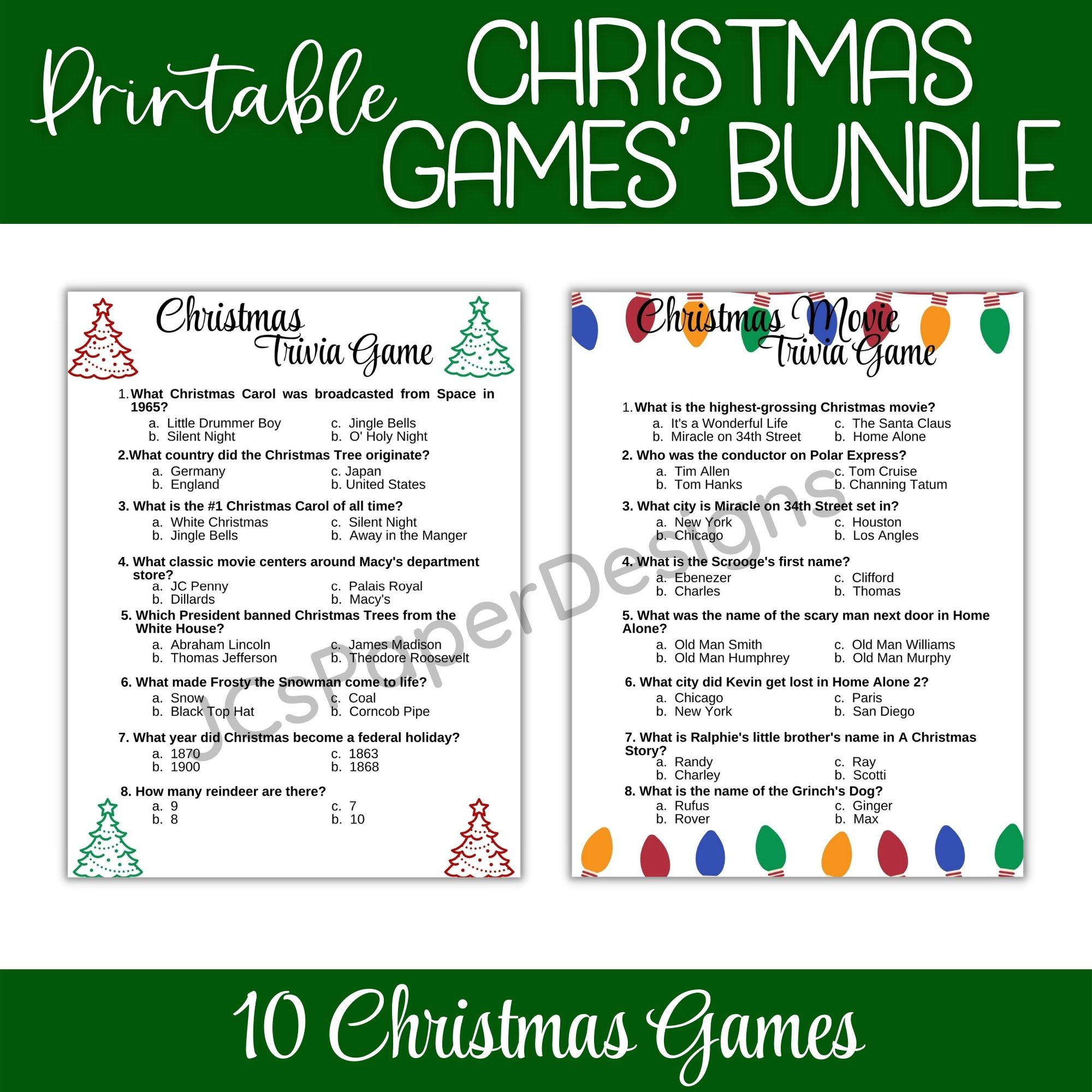 Christmas Printable Games for Kids and Adults, Holiday Games for ...
