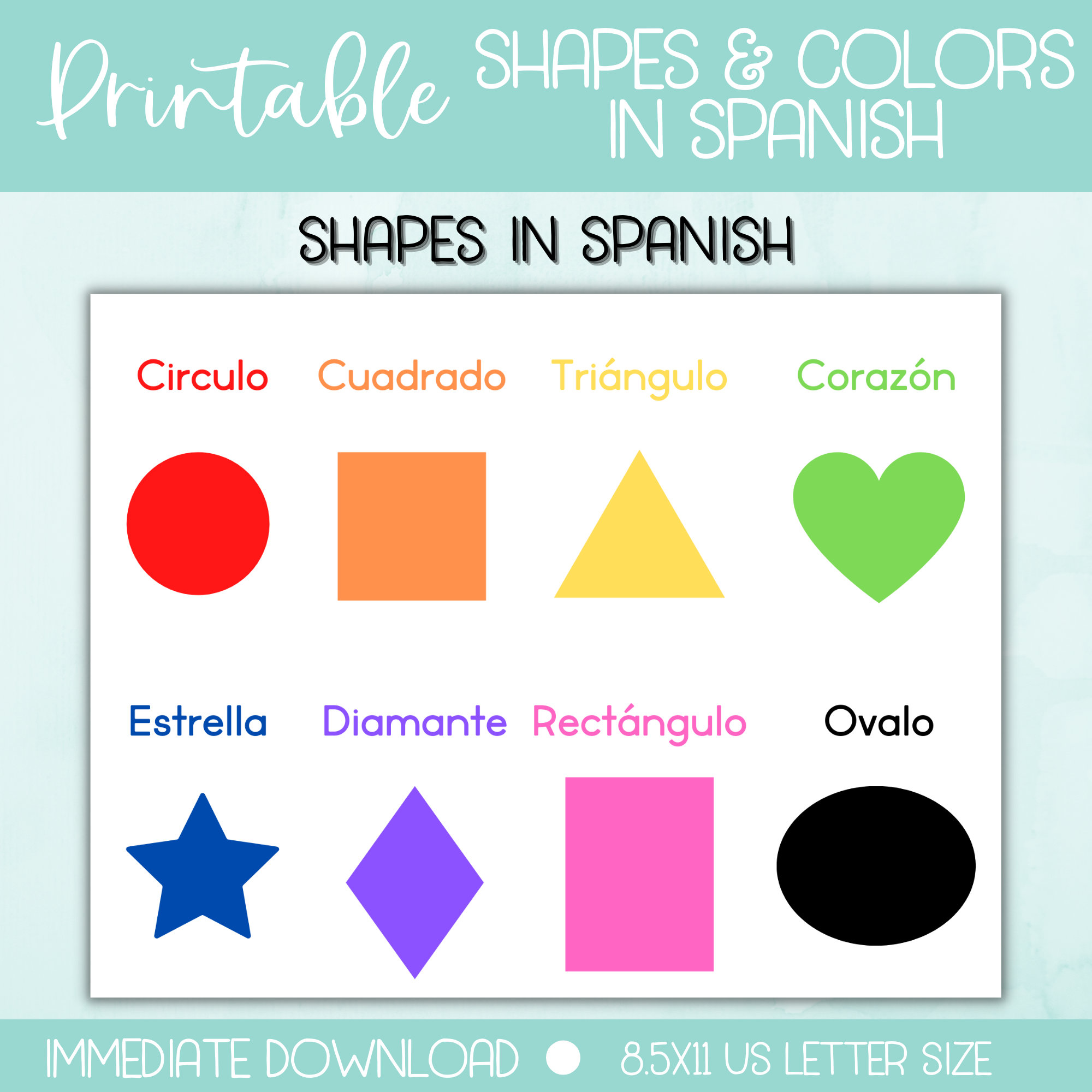 Educational Shapes in Spanish Educational Colors in Spanish Learn Colors in Spanish Learn