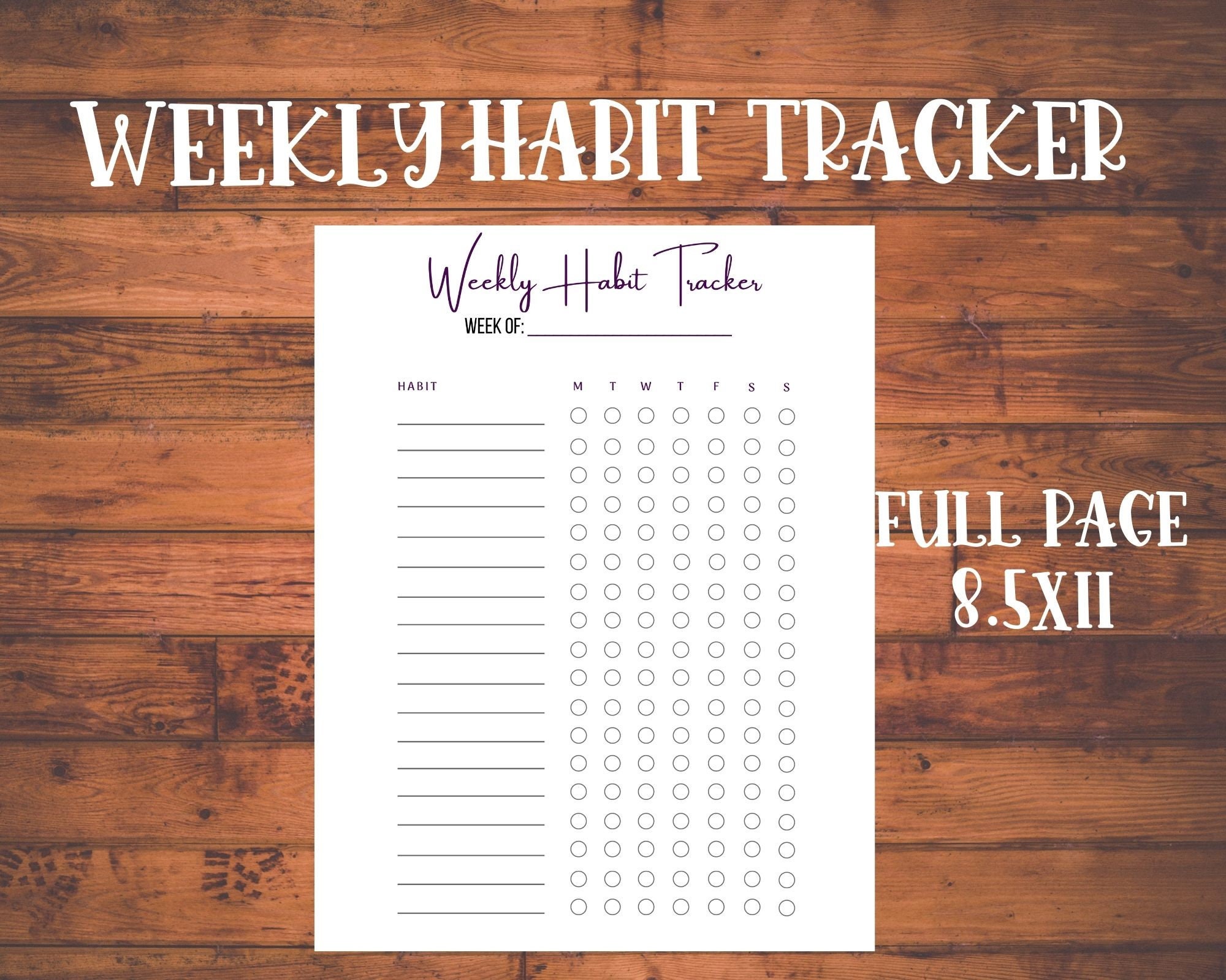 Vertical Weekly Habit Tracker Printable Habit Tracking Habit | Etsy