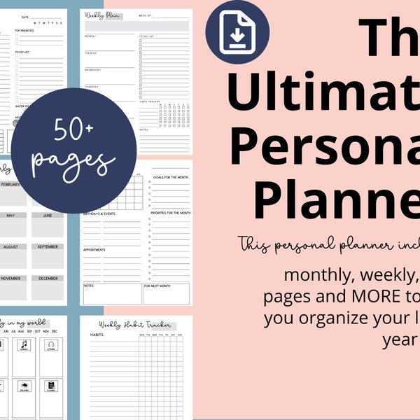 Ultimate Personal Planner: Daily, Weekly, Monthly Inserts (PDF)