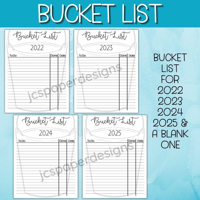 Bucket List Printable, to Do List, Life List, Activities List, Summer