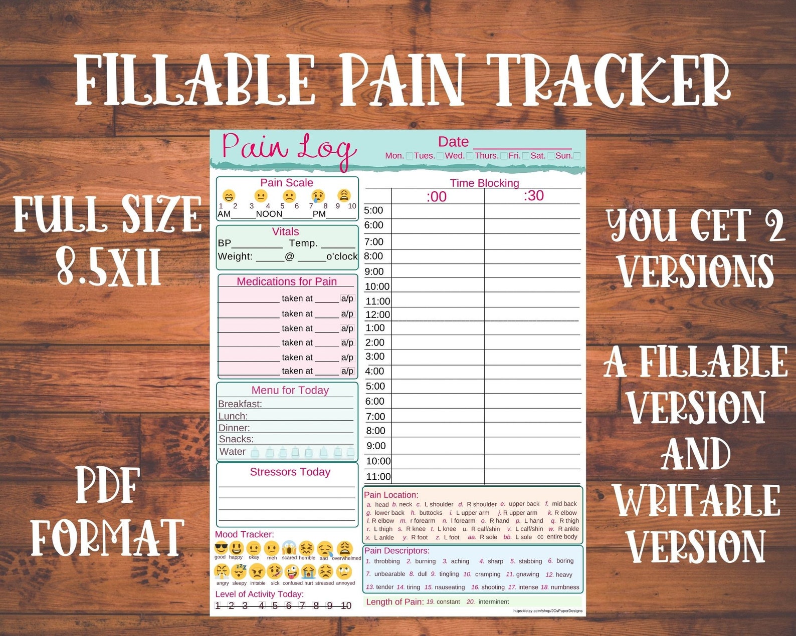 Fillable Pdf Pain Log Example Pain Log Sheet | Acute Pain Flow Sheet – FHKJ