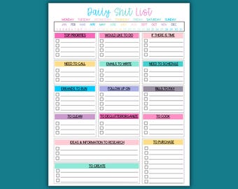 ADHD Printable To Do List, Brain Dump Planner, Daily Task Organizer, Productivity Planner, Instant Download